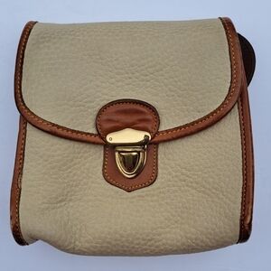 Cream and Brown Leather Crossbody Bag